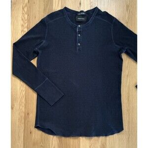 Wings+Horns Henley Shirt Men’s XL Blue Long Sleeve Made in Canada Premium Cotton